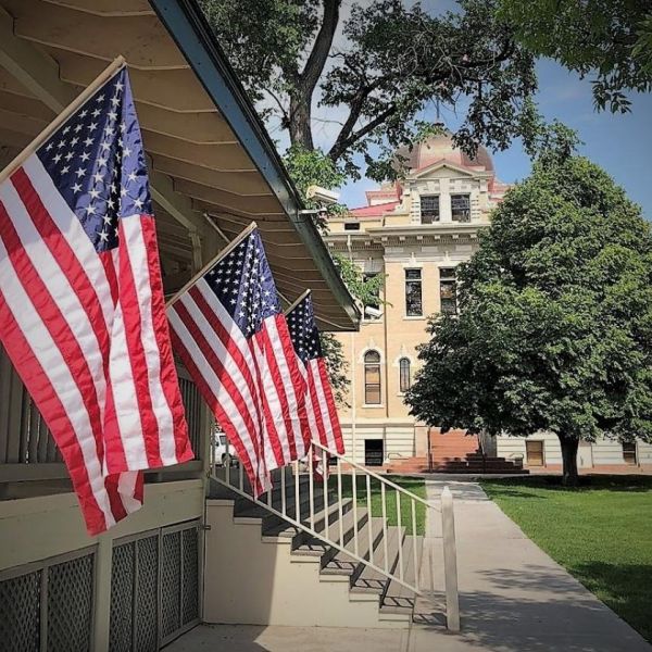 flags on pavilion